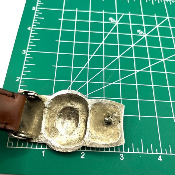 Vintage Chicos Belt Brown Genuine Leather Buckle Unique Southwest Braided Belt - Picture 13 of 14